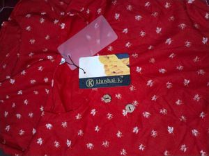 Red Ditsy Print Tunic Dress