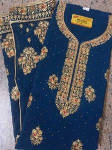 Elegant Blue Embroidered Suit