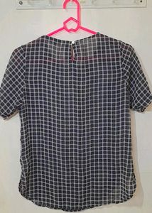 Allen Solly Black Top With Dull White Chex
