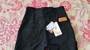 High Waisted Black Button Jeans