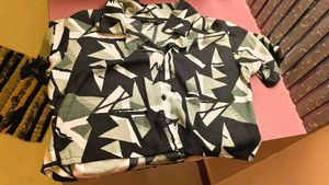 Geometric Print Button-Down Shirt