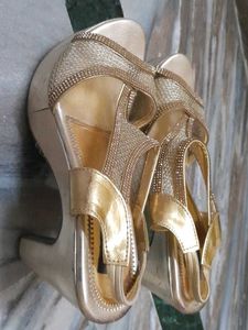 Gold Heels Wedges