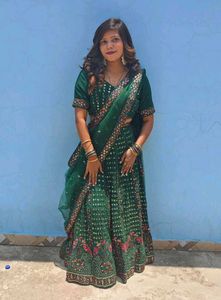 Green Embellished Lehenga Choli