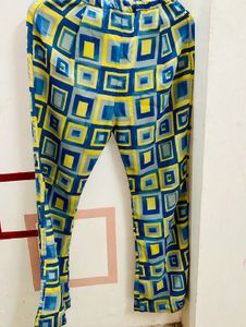 Blue Straight Fit Flared Pant