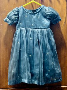 Satin Material Puff Sleeve Frock