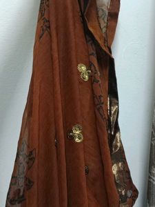 Elegant Brown Printed Dupatta