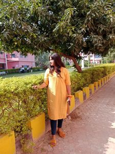 Yellow Print Kurti