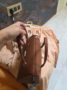 Brown Leather Dotted Sling Bag New
