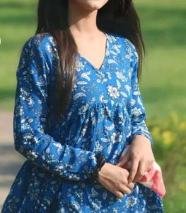 Blue Floral Print Top