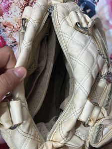 Imported Vintage Quilted Cream Satchel