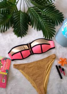 Sparkly Golden And Pink Combination Bikini