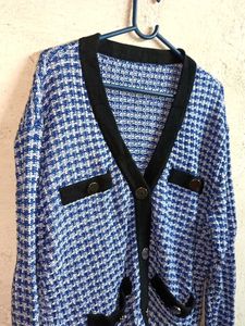 PLUS SIZE Winter Plaid Knit Cardigan Multicolour