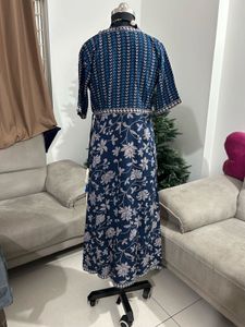 Floral Printed V Neck A-Line Ethnic Maxi Dress