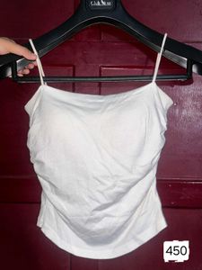 White Ruched Cami Top
