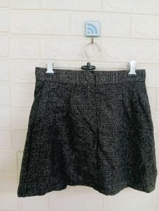 Gray Button Detail Mini Skirt