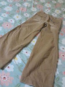 Branded Brown Cotton  Flared Leg Denim For Girls