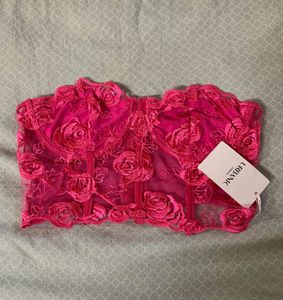 Urbanic Floral Lace Corset Tube Top