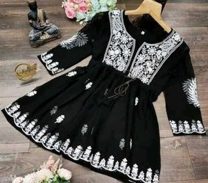 ✨ Elegant Black Short Chikankari Kurti