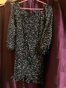 Black Bodycon Dress With White Body Print