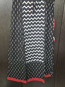 Black &amp; White Chevron Print Kurta