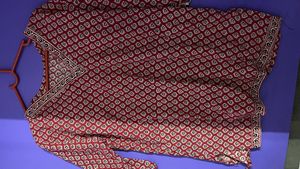 Red Printed V-Neck Blouse