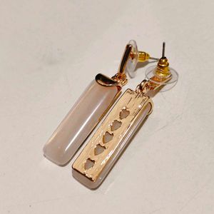 Glass Bead Dangler Golden Earrings for Women &amp; Gir