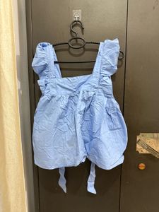 Cute Blue Ruffle Top