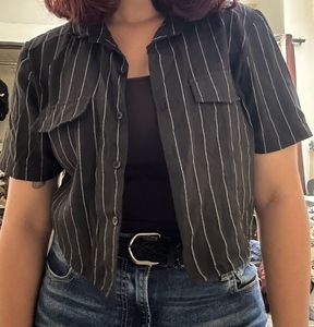 StreetStyleStore Black Cropped Shirt