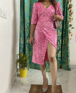 Shimmer Pink Bodycon Dress