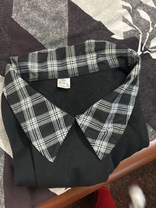 Black Plaid Trim Top