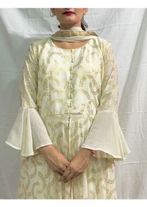 Elegant Anarkali Front Cut Long dress With Duppatt