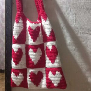 Crochet Heart Tote Bag