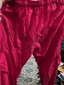 Pink Cotton Capris with Pockets