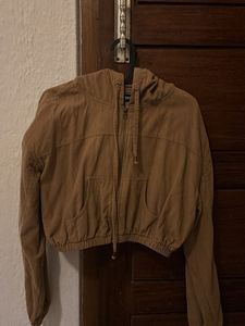 Solid Corduroy Cropped Bomber Jacket