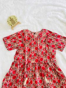 Red Floral Print Mini Dress