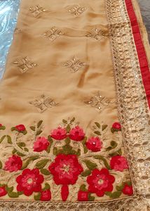 Beige Georgette Saree