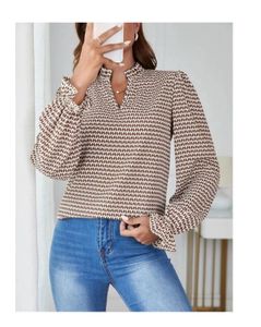 Patterned Long Sleeve Blouse