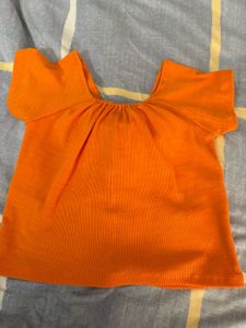 Orange Off-Shoulder Crop Top