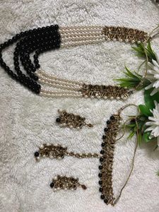Elegant Black &amp; Pearl Jewelry Set