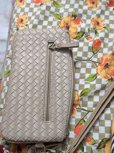 Beige Braided Pouch