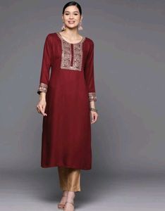 Libas women maroon straight kurti 🌻