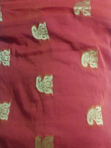 Orange &amp; Golden Print Saree