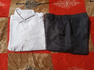 white shirt black shining pant