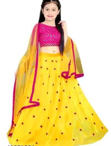 Yellow Pink Kids Lehenga Choli Set