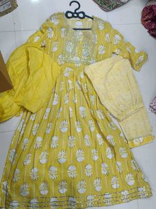 Yellow Printed Kurta Set