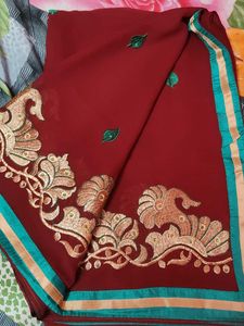 Maroon Saree