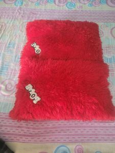 Red Fuzzy 'LOVE' Pillow