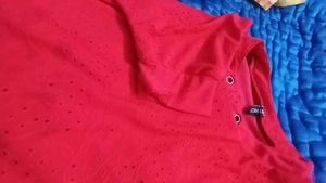Red Eyelet Top