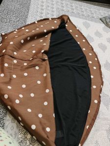 SERA Women Brown Polka Dot Printed Flared Skirt