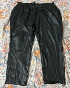 Stylish Black Faux Leather Joggers